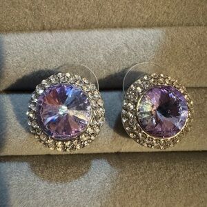 Elegant Purple and Silver Stud Earrings